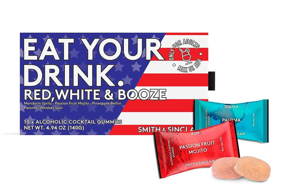 Red, White, and Booze Alcoholic Cocktail Gummies